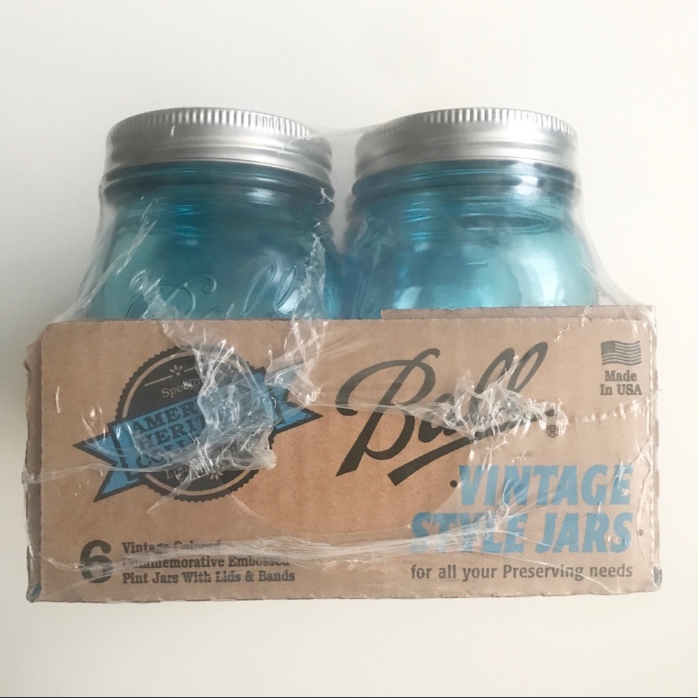 NWB Ball Mason Jar Heritage Collection Blue 6 Pint Jars 100 Year Limited Edition - Picture 6 of 9